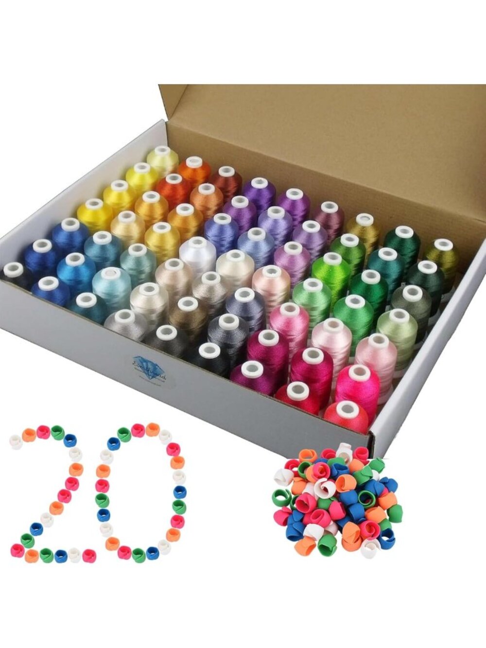 63 Colors Polyester Embroidery Thread Set + 20 Thread Holder Kit for Sewing